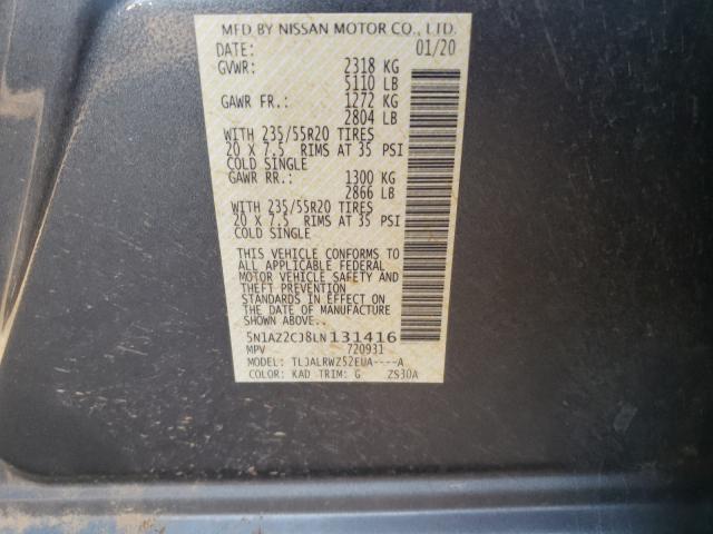 2020 NISSAN MURANO SL 5N1AZ2CJBLN131416