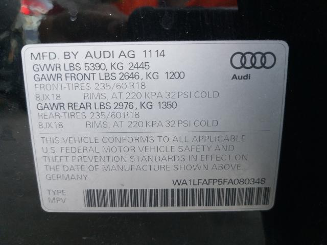 2015 AUDI Q5 PREMIUM WA1LFAFP5FA080348
