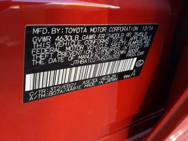 2017 LEXUS IS 200T JTHBA1D27H5045392