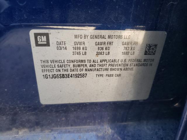 2014 CHEVROLET SONIC RS 1G1JG6SB3E4192587