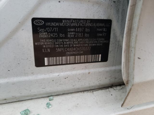 2012 HYUNDAI SONATA SE 5NPEC4AB4CH370377