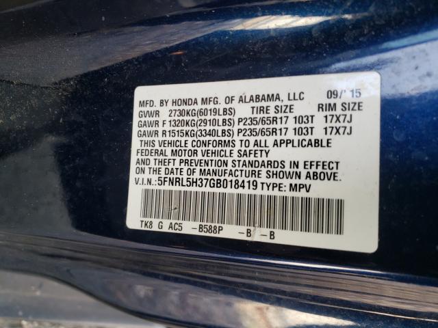 2016 HONDA ODYSSEY SE 5FNRL5H37GB018419