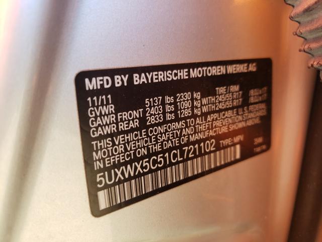 2012 BMW X3 XDRIVE2 5UXWX5C51CL721102