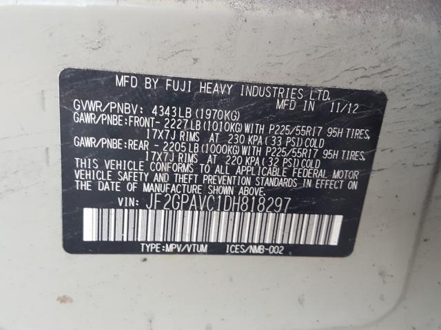2013 SUBARU XV CROSSTR JF2GPAVC1DH818297