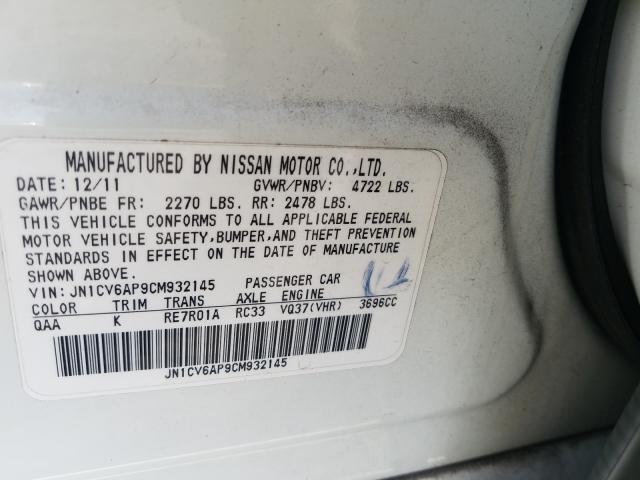 2012 INFINITI G37 BASE JN1CV6AP9CM932145