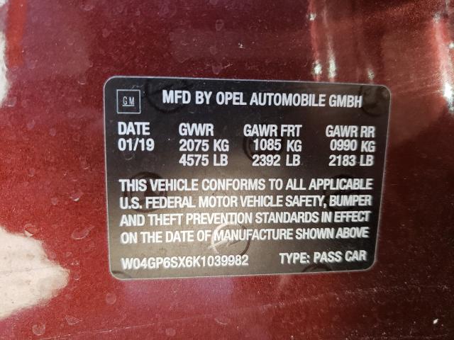 2019 BUICK REGAL ESSE W04GP6SX6K1039982