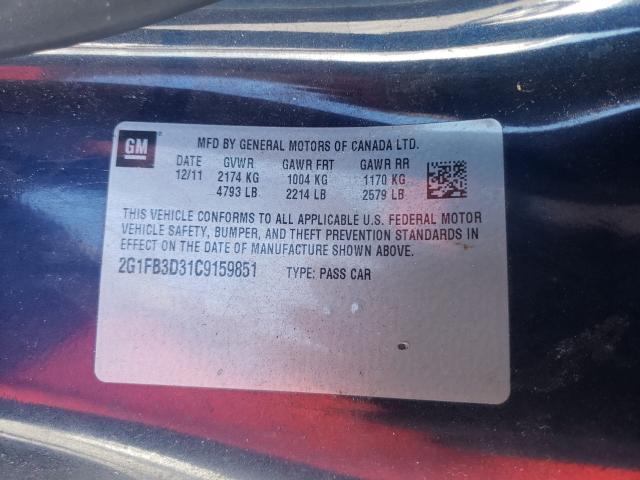 2012 CHEVROLET CAMARO LT 2G1FB3D31C9159851