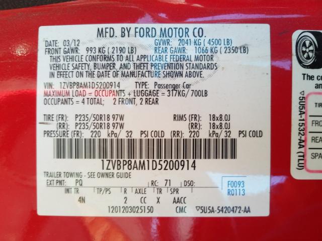 2013 FORD MUSTANG - 1ZVBP8AM1D5200914