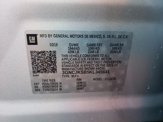 2019 CHEVROLET TRAX LS 3GNCJKSB5KL345641