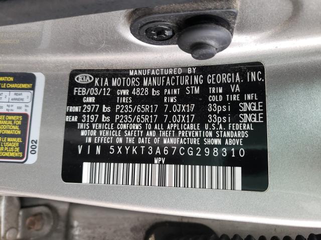 2012 KIA SORENTO BA 5XYKT3A67CG298310