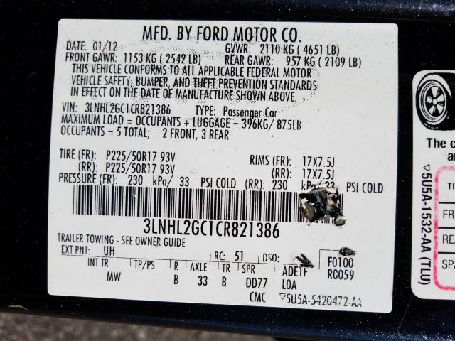 2012 LINCOLN MKZ 3LNHL2GC1CR821386