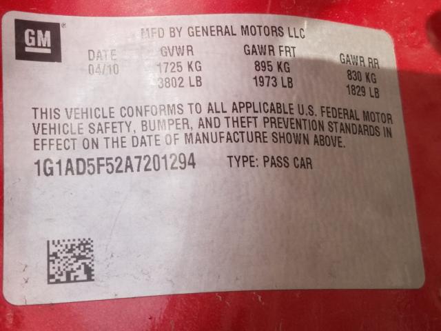2010 CHEVROLET COBALT 1LT 1G1AD5F52A7201294