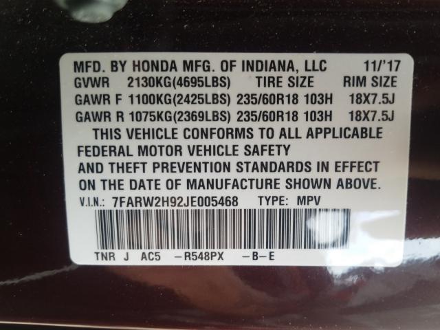 2018 HONDA CR-V TOURI 7FARW2H92JE005468