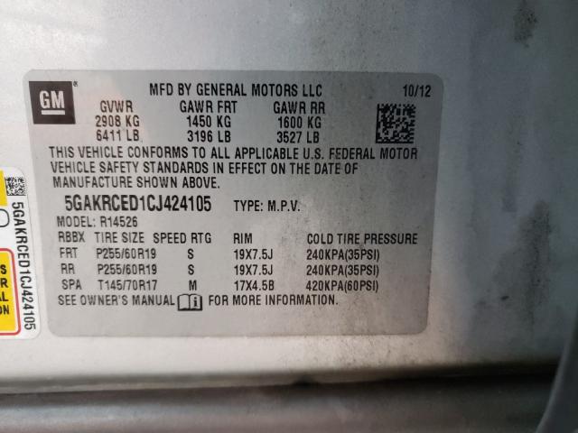 2012 BUICK ENCLAVE 5GAKRCED1CJ424105