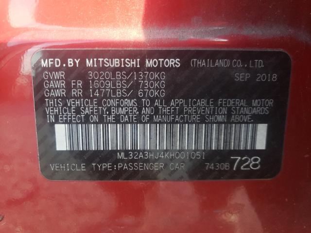 2019 MITSUBISHI MIRAGE ES ML32A3HJ4KH001051