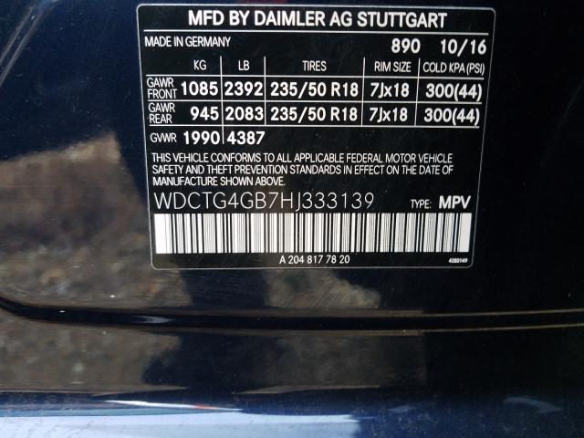 2017 MERCEDES-BENZ GLA 250 4M WDCTG4GB7HJ333139