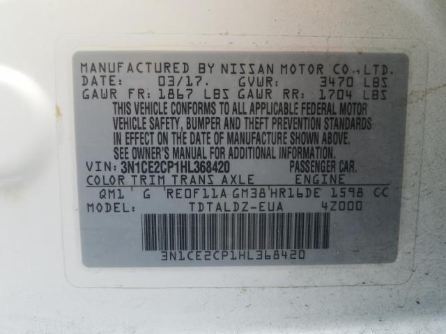 2017 NISSAN VERSA NOTE 3N1CE2CP1HL368420