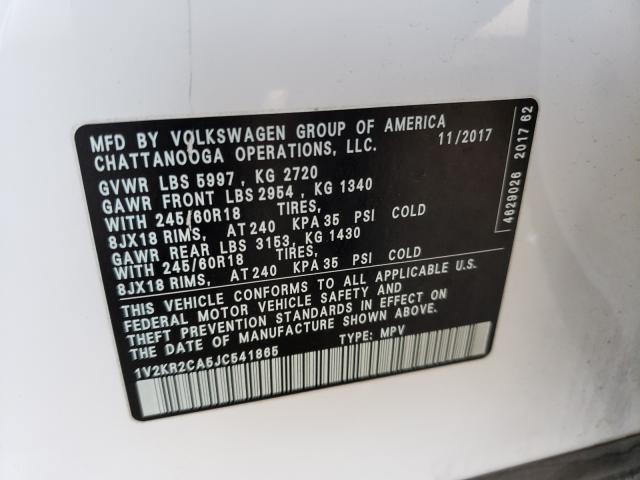 2018 VOLKSWAGEN ATLAS SE 1V2KR2CA5JC541865