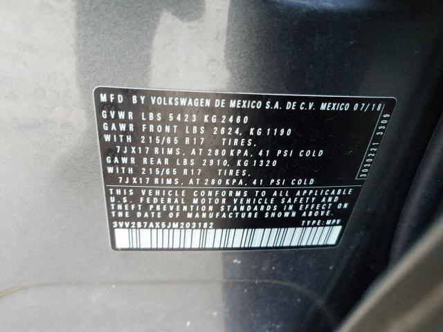2018 VOLKSWAGEN TIGUAN SE 3VV2B7AX5JM203182