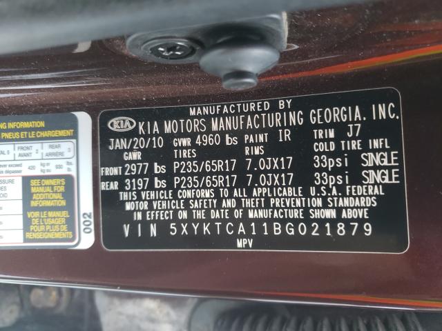 2011 KIA SORENTO BA 5XYKTCA11BG021879