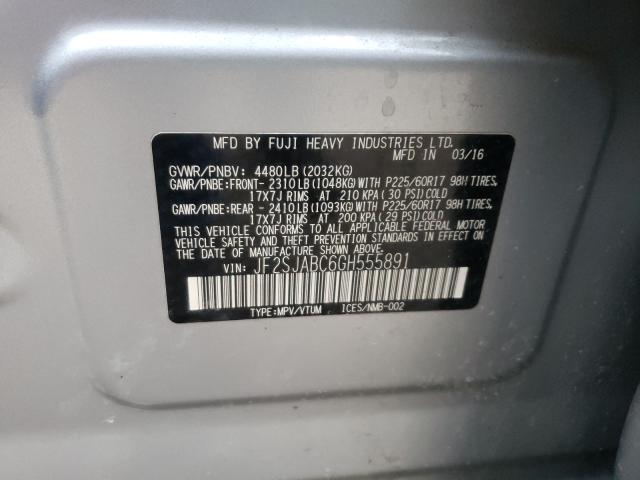 2016 SUBARU FORESTER 2 JF2SJABC6GH555891
