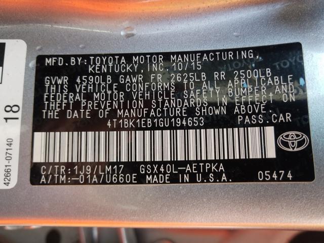 2016 TOYOTA AVALON XLE 4T1BK1EB1GU194653