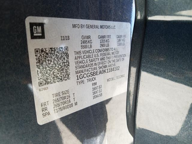 2019 CHEVROLET COLORADO 1GCGSBEA0K1184102
