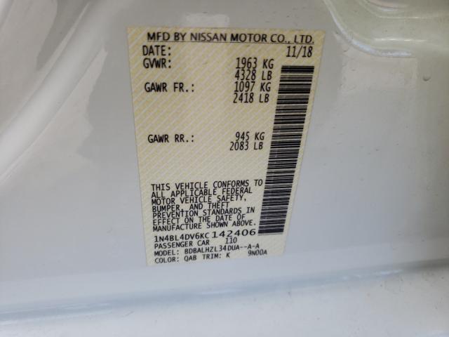 2019 NISSAN ALTIMA SV 1N4BL4DV6KC142406