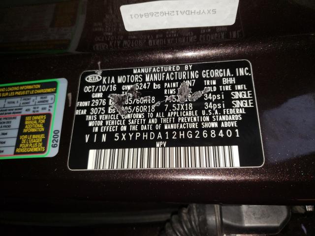 2017 KIA SORENTO EX 5XYPHDA12HG268401