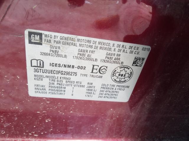 2015 GMC SIERRA K15 3GTU2UEC0FG296275