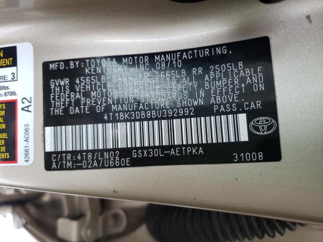 2011 TOYOTA AVALON BAS 4T1BK3DB8BU392992