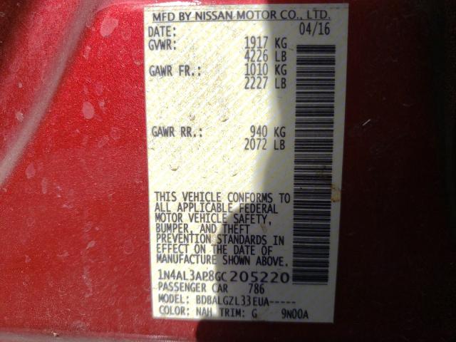 2016 NISSAN ALTIMA 2.5 - 1N4AL3AP8GC205220