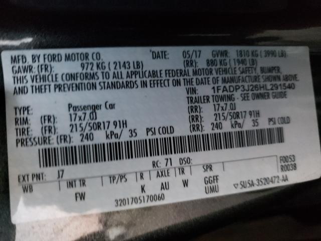 2017 FORD FOCUS TITA 1FADP3J26HL291540