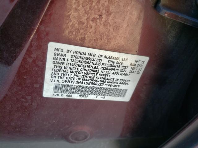 2013 HONDA PILOT EX 5FNYF3H41DB006925