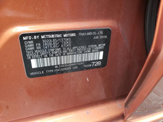 2017 MITSUBISHI MIRAGE ES ML32A3HJ0HH010242
