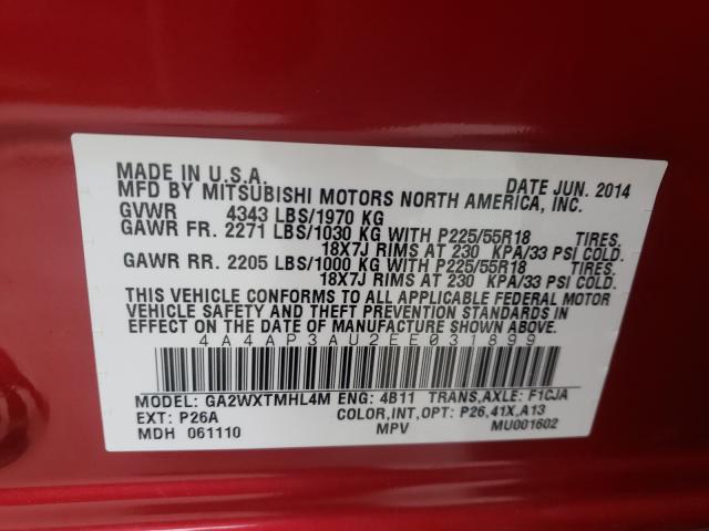 2014 MITSUBISHI OUTLANDER 4A4AP3AU2EE031899