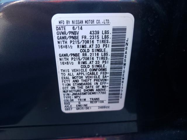 2014 NISSAN ROGUE SELE JN8AS5MT0EW617780