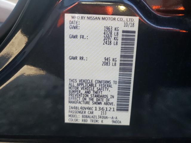 2019 NISSAN ALTIMA SV 1N4BL4DV4KC136121