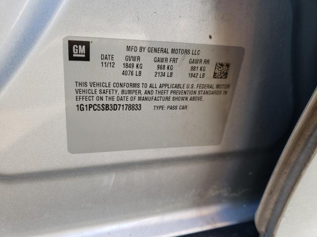 2013 CHEVROLET CRUZE LT 1G1PC5SB3D7178833