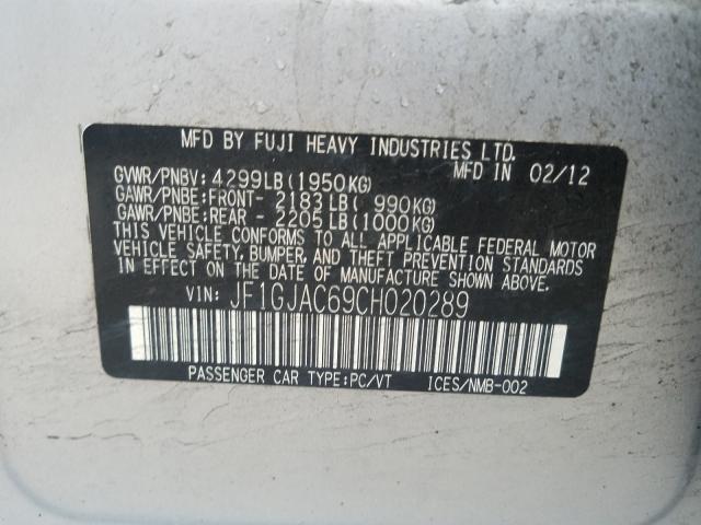 2012 SUBARU IMPREZA PR JF1GJAC69CH020289