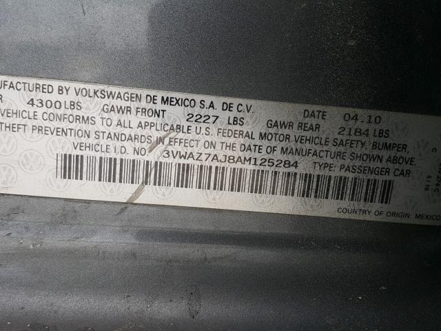 2010 VOLKSWAGEN JETTA LIMI 3VWAZ7AJ8AM125284