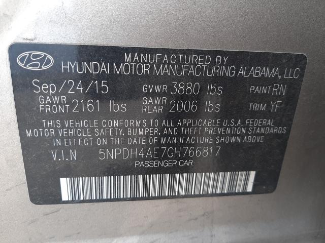 2016 HYUNDAI ELANTRA SE 5NPDH4AE7GH766817