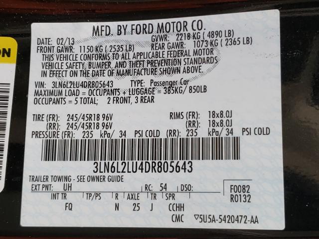 2013 LINCOLN MKZ HYBRID 3LN6L2LU4DR805643
