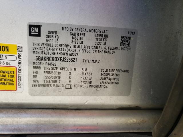 2014 BUICK ENCLAVE 5GAKRCKDXEJ225321