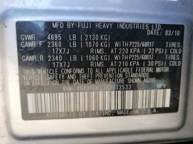 2010 SUBARU OUTBACK 3. 4S4BRDKC3A2373533