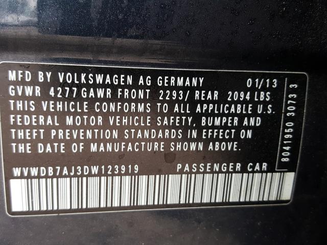 2013 VOLKSWAGEN GOLF WVWDB7AJ3DW123919