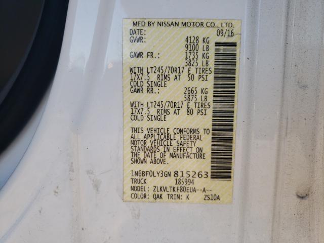 2016 NISSAN NV 2500 S 1N6BF0LY3GN815263