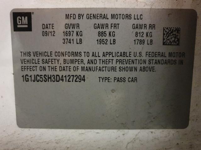 2013 CHEVROLET SONIC LT 1G1JC5SH3D4127294