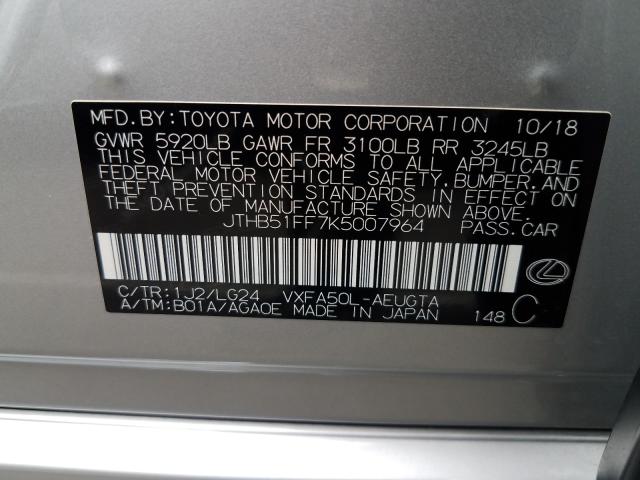 2019 LEXUS LS 500 BAS JTHB51FF7K5007964
