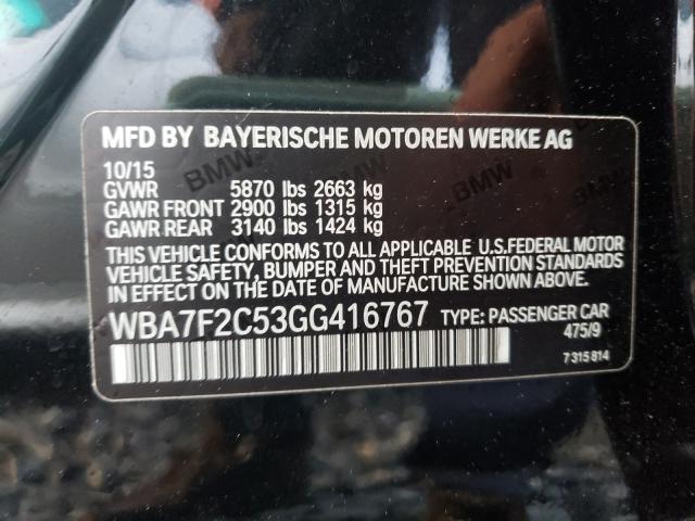 2016 BMW 750 XI WBA7F2C53GG416767